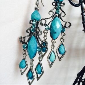 Blue/ turquoise oval chandeliers