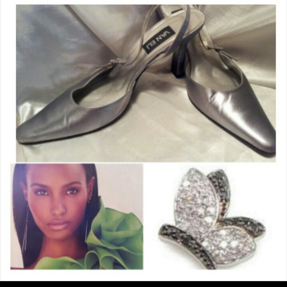 Silver rhinestone heels