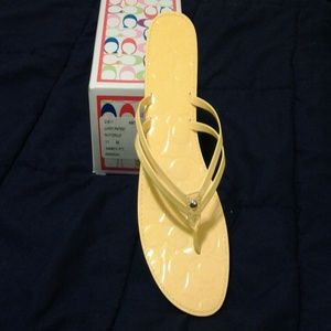 BUNDLED!!!!  Yellow Coach flip flops and Blue Top