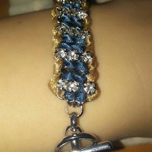 Chloe & Isabel blue ribbon chain crystal bracelet