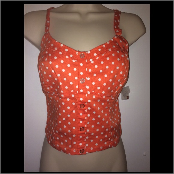 ❌SOLD!!!❌Orange polka dot crop top
