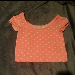 Hot pink polka dot crop top
