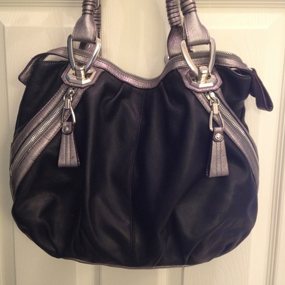 B. Makowsky Black and silver handbag