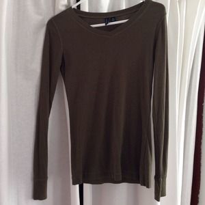 Olive green long sleeve shirt.