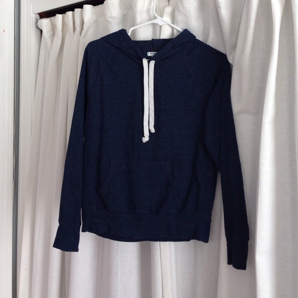 Navy Blue pullover with hood.