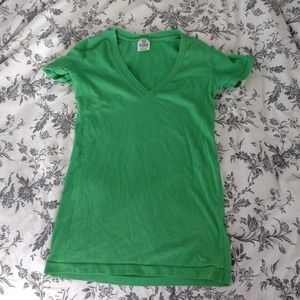 Green v-neck.