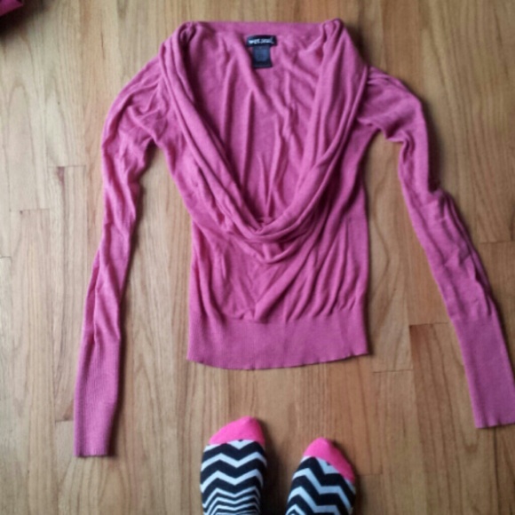 Salmon Colored Low Neck Sweater