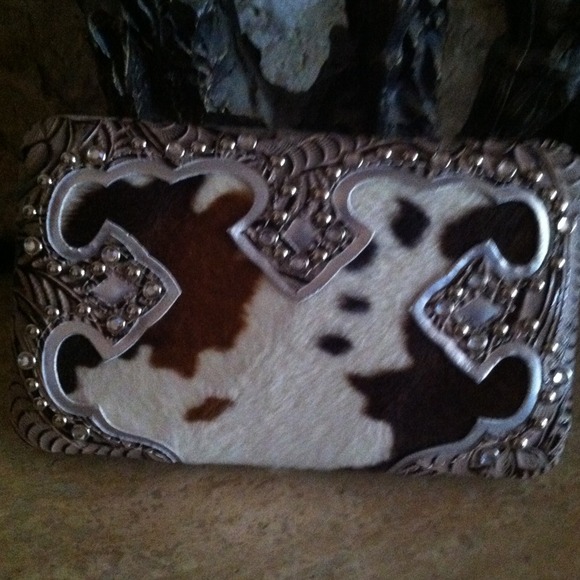 Reduced NEW Western Faux Fur Cow Print Wallet