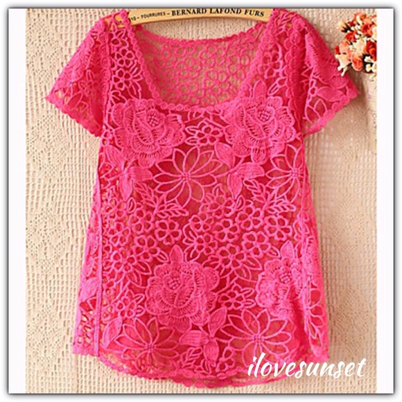 Tops - Fuchsia Lace Top