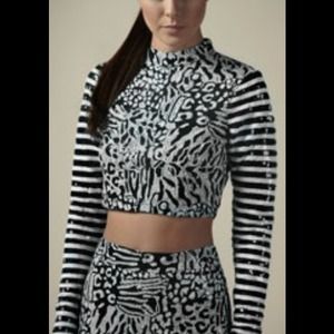 Black and white sequins crop top