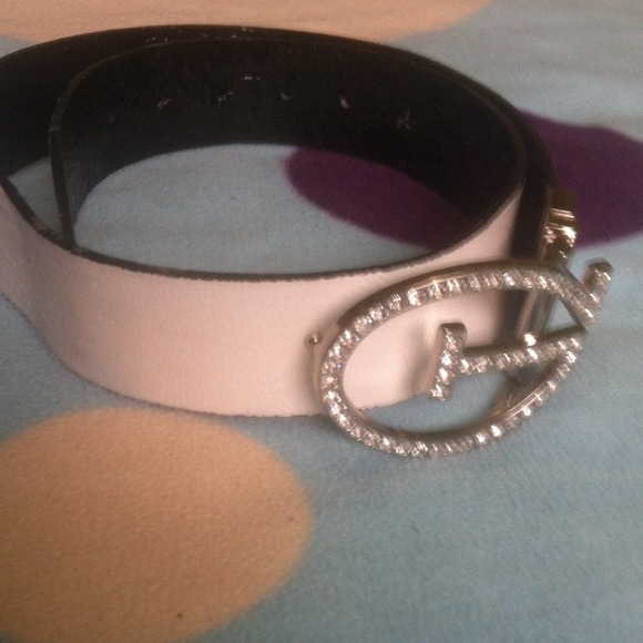 Guess black/white leather snake skin belt - Picture 2 of 2