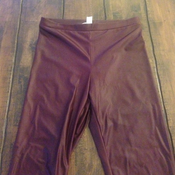 Oxblood faux leather leggings, never worn