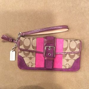 Coach pink and purple wristlet