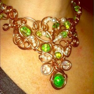 "Sold" Wire wrapped necklace with vintage beads.