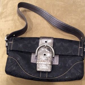 Coach silver metallic and black bag