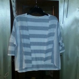 White & Grey Striped Sweater Cover / Warn once