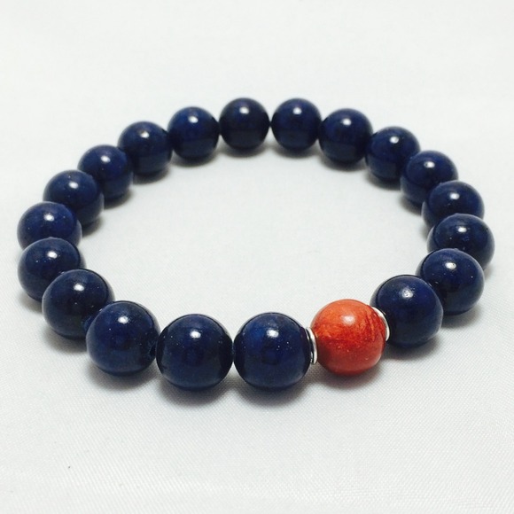 Custom made Bracelet Blue Lapis & Red Coral