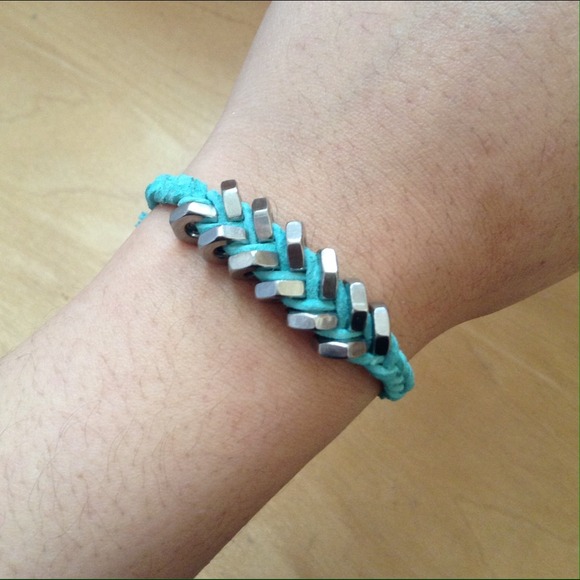 Silver + Mint Hex Nut Bracelet - Picture 2 of 2