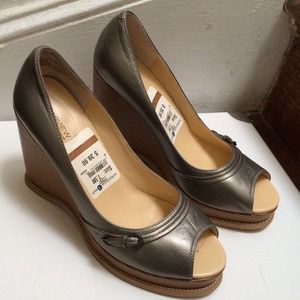 Peep toe gunmetal wedge heels (Preview -Nordstrom)