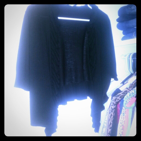 Cropped waterfall cut sweater shrug.
