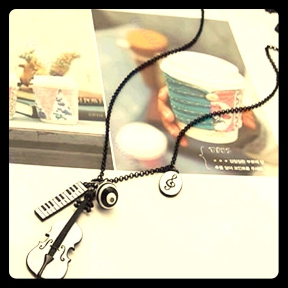 Violin, striped ball, and Music note necklace