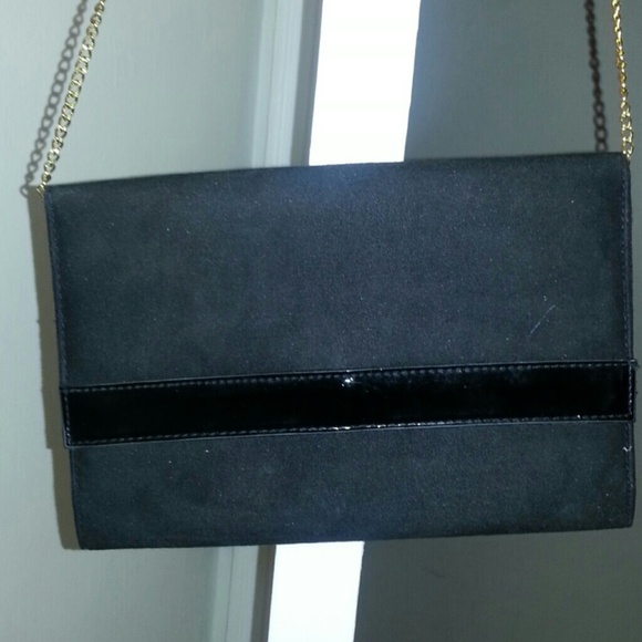 Black suede clutch