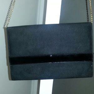 Black suede clutch
