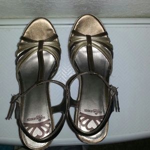 Gold/brown Fergilicious wedges  size 9