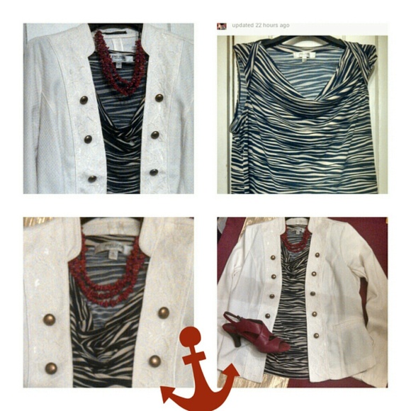 Nautical cowl neck blouse