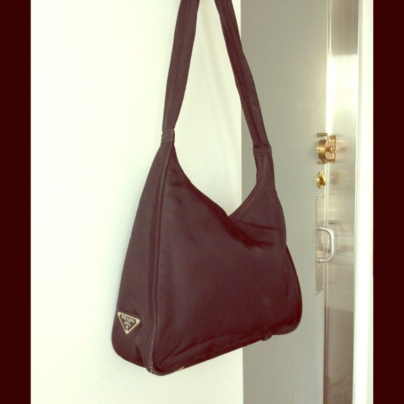prada black over the shoulder bag