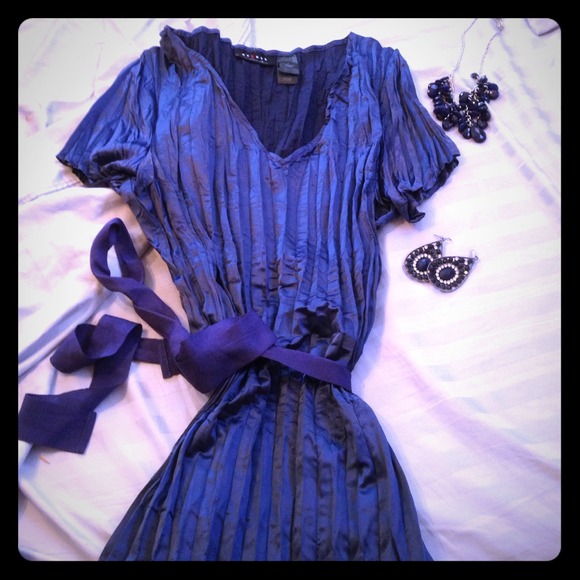 Navy Blue Shimmery Pleated top