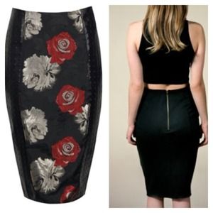 Rose jacquard skirt