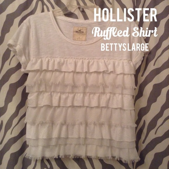 Hollister White Ruffled Tiered Shirt sz Large