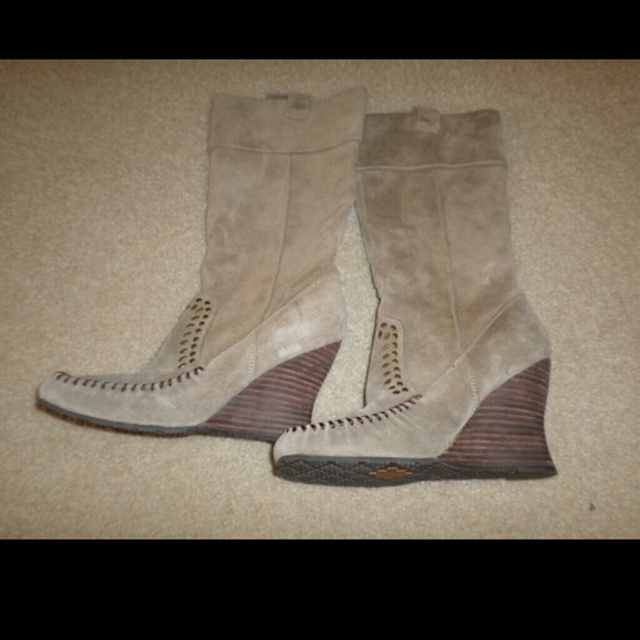 SOLD! Sam Edelman Western Wedge Suede Boots - Picture 1 of 4