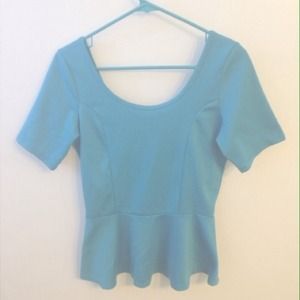blue peplum top