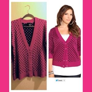 Magenta Polka Dot Cardigan