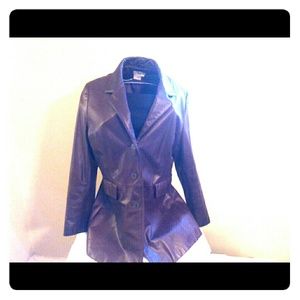 Genuine Leather Coat, burgundy, size 12