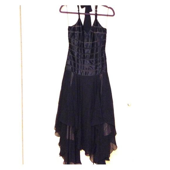 Black Silk Halter Adrianna Papell Cocktail Dress