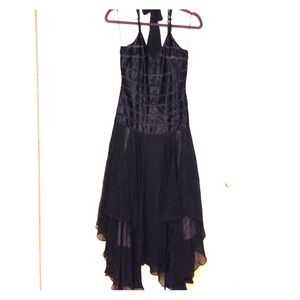 Black Silk Halter Adrianna Papell Cocktail Dress