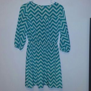 Beautiful teal and white chevron print sun dress!