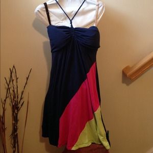 Tri-Colored Sun Dress w/ Tie-Up