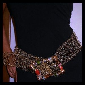 HAND CROCHED GOLD METAL BELT