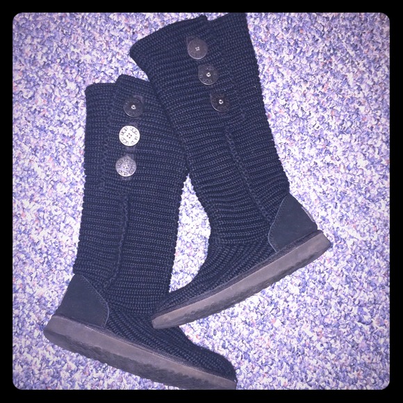 Black Knit Ugg Boots Size 6