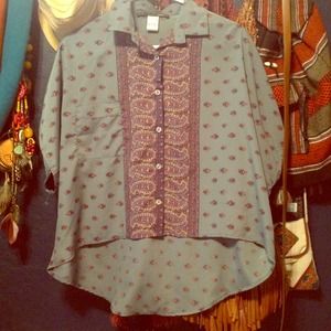 Bohemian chic hi-low polyester blouse