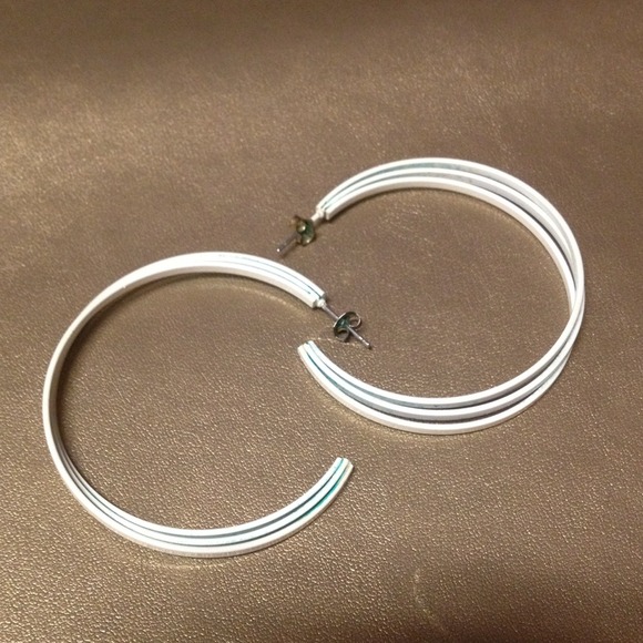 White hoop earrings
