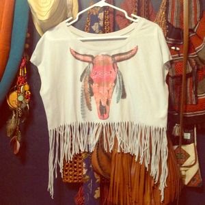 Tribal fringe crop top