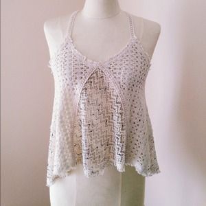 NWOT Free People Crochet Cream Top