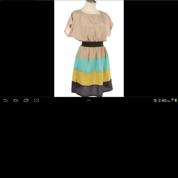 Color block elastic waist dress - Picture 1 of 2