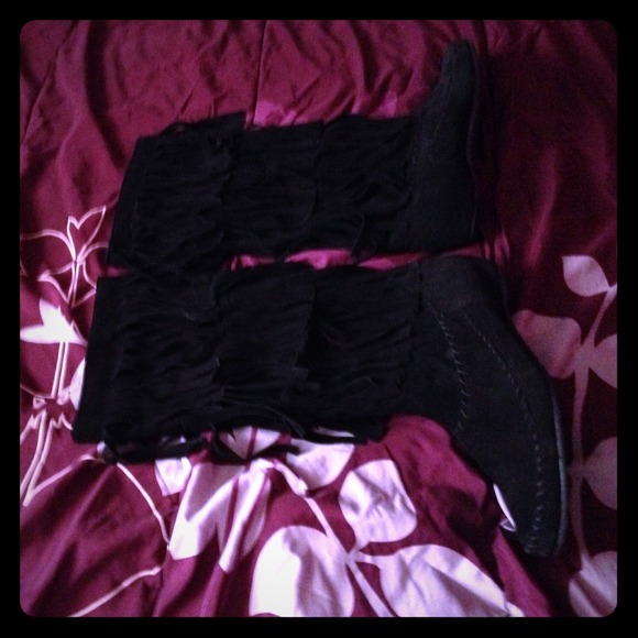 Black Fringe Boots