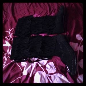 Black Fringe Boots